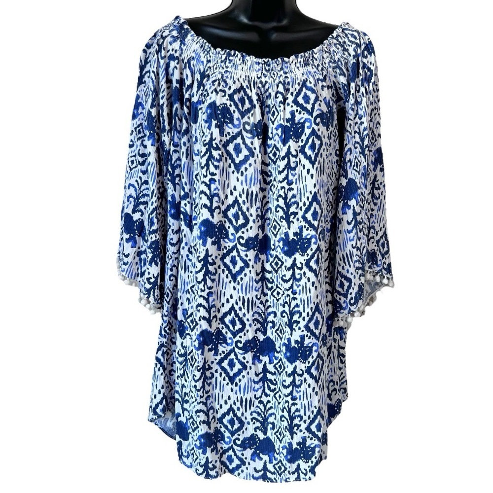 Lilly Pulitzer Nita Bright Navy Tons Of Fun Coverup Dress Size Large